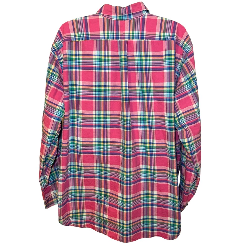 Ralph Lauren Mens 3XB Big Pink Plaid Cotton Button Down Shirt Long Sleeve Pony - Picture 3 of 9